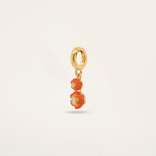 Double Flower Charm - Carnelian