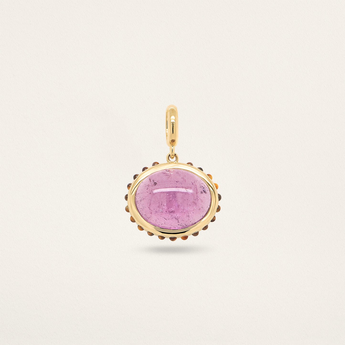 East/West Oval w/ Border Charm - Purple Tourmaline & Tiger's Eye