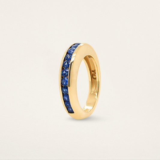 Round Channel Set Skinny Nomad Ring - Blue Sapphire