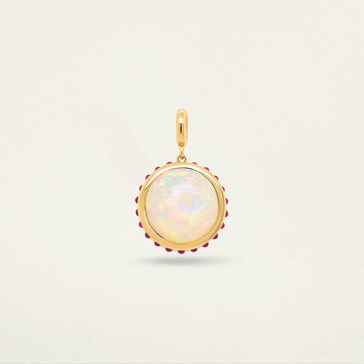 Round w/ Border Charm - Opal & Ruby