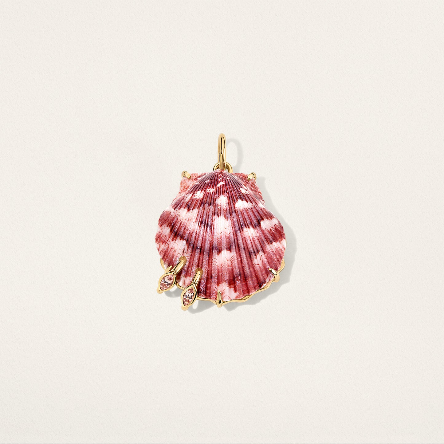 Double Pierced Shell Charm - Malaya Garnet