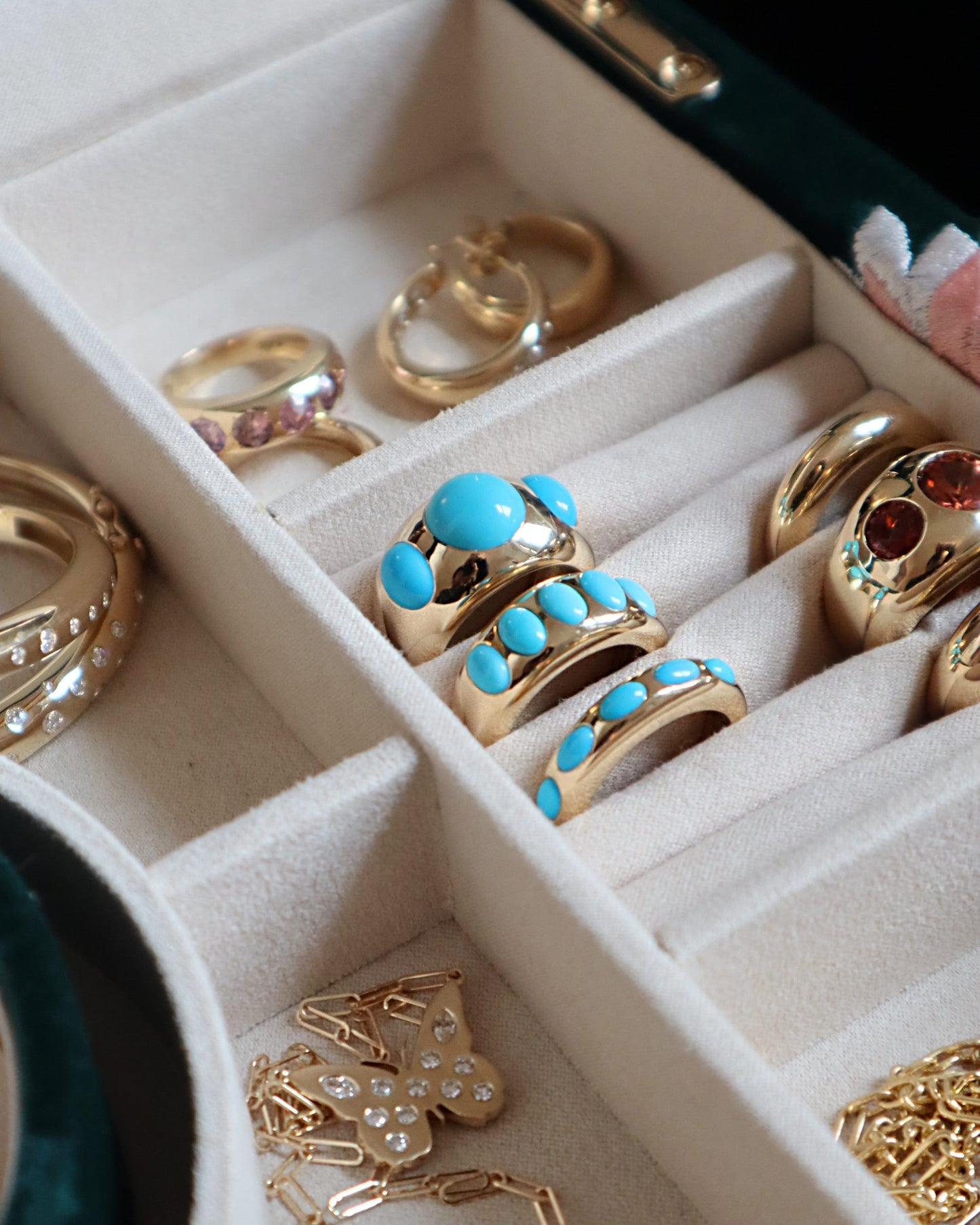 Round with Ovals Chunky Nomad Ring - Turquoise