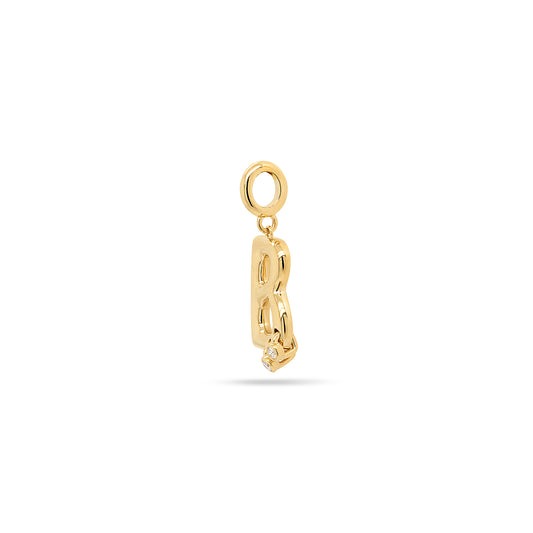 Letter Charm Double Pierced - Diamond