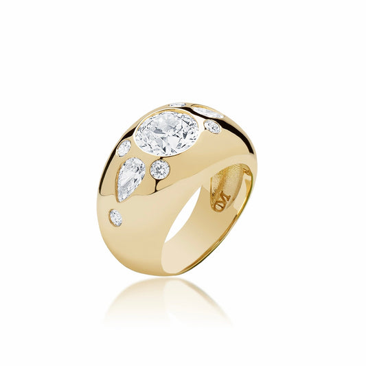 Round with Pear Accent Chunky Nomad Ring