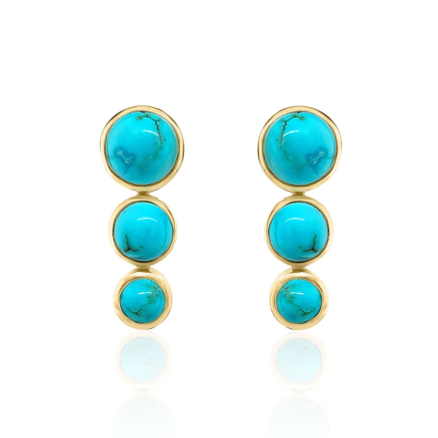 3 Stone Round Stud Earrings
