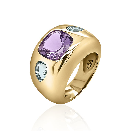 Cushion Cut with Pear Chunky Nomad Ring