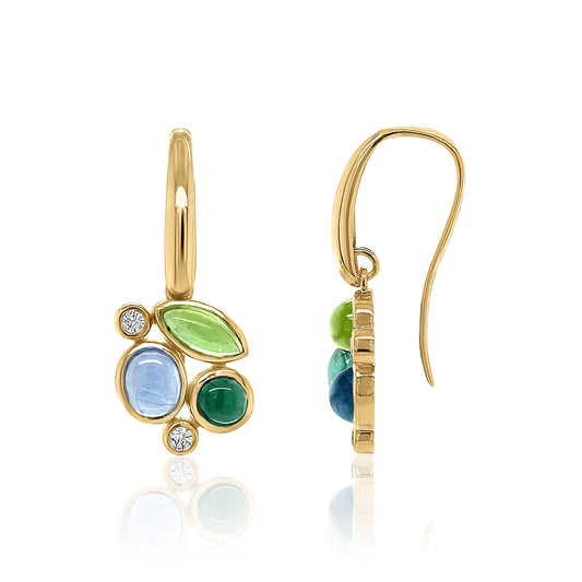 Cabochon Cluster Drop Earring