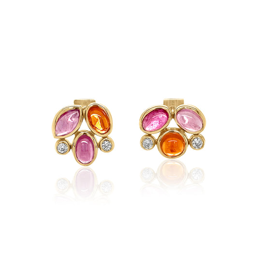 Cabochon Cluster Stud Earring
