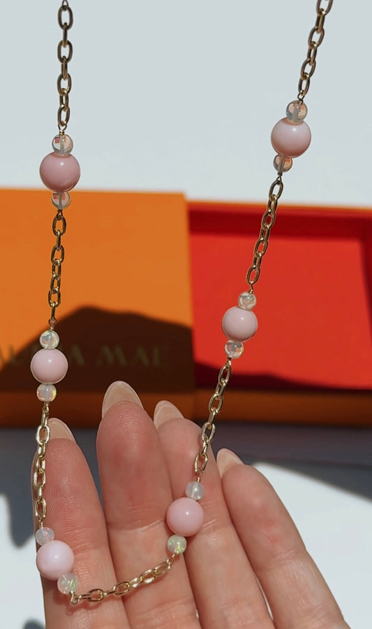 Pink & Ethiopian Opal Beaded Chain