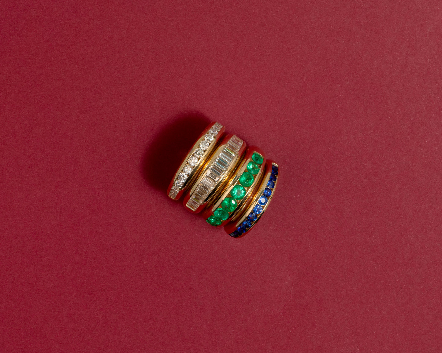 Round Channel Set Skinny Nomad Ring - Diamond