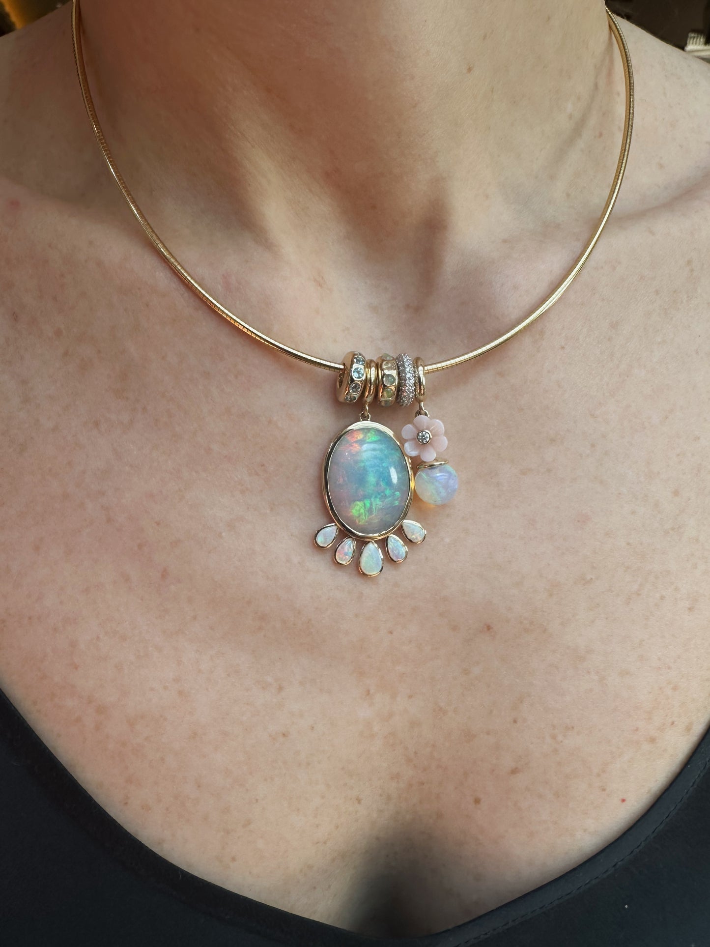 Flower Orb Charm - Pink & Ethiopian Opal