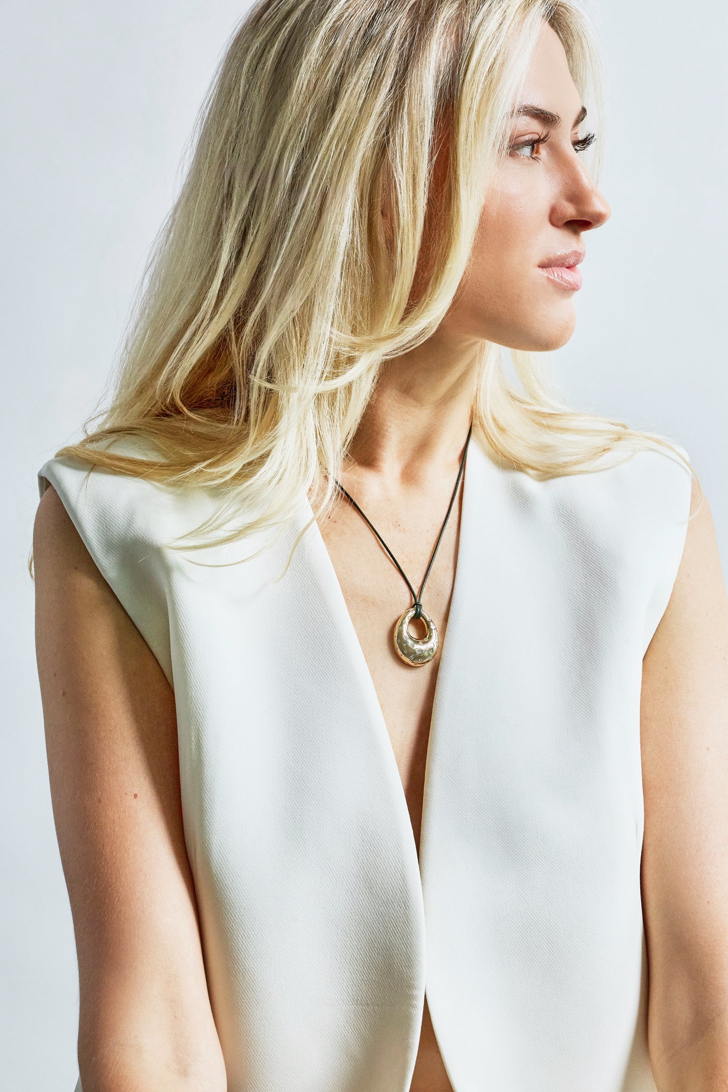 Confetti Large Teardrop Disc Pendant - Diamond