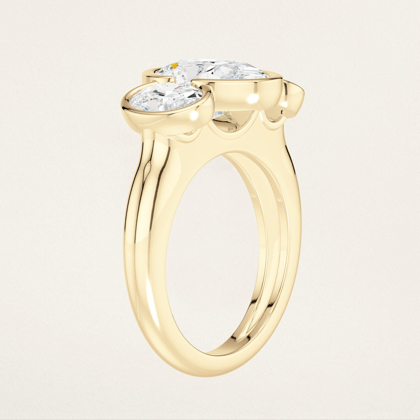 Three Stone Nouveau Romantic Stackable Ring - 3 Ovals