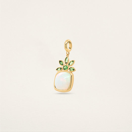 Cushion with Flower Fringe Charm - Opal & Green Tourmaline