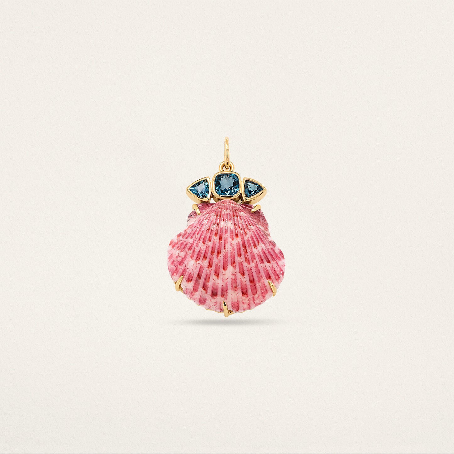 Cushion with Trillions Shell Charm - Blue Topaz