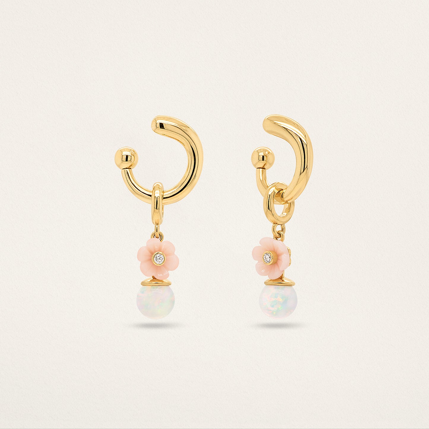 Flower Orb Charm - Pink & Ethiopian Opal