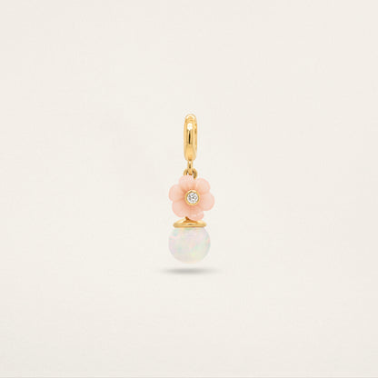 Flower Orb Charm - Pink & Ethiopian Opal