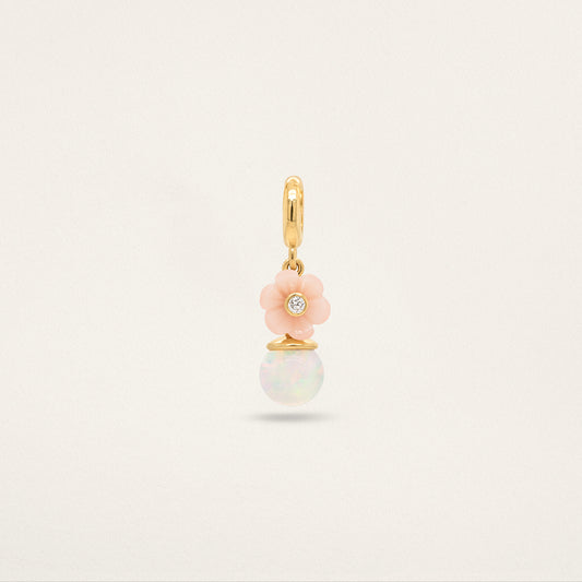 Flower Orb Charm - Pink & Ethiopian Opal