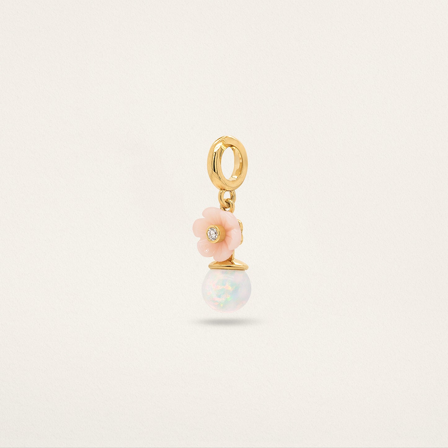 Flower Orb Charm - Pink & Ethiopian Opal