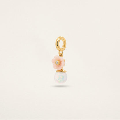 Flower Orb Charm - Pink & Ethiopian Opal