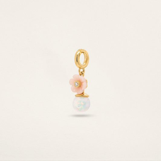 Flower Orb Charm - Pink & Ethiopian Opal