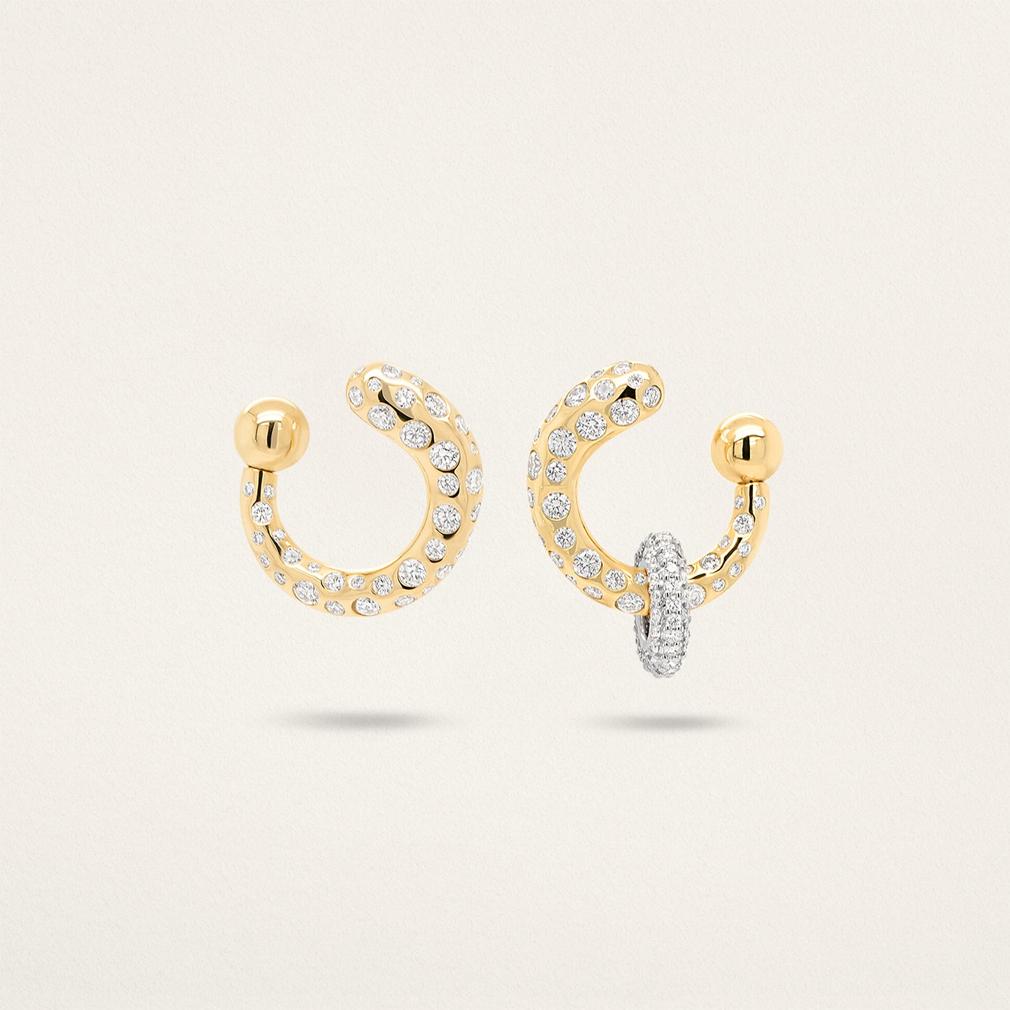 Crescent Keeper Earrings - Diamond