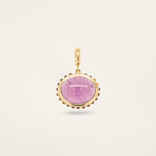 East/West Oval w/ Border Charm - Purple Tourmaline & Tiger's Eye