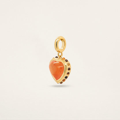 Heart w/ Border Charm - Spessartite & Tiger's Eye