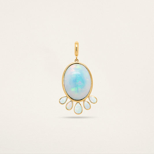 Oval w/ Pear Fringe Charm - Opal
