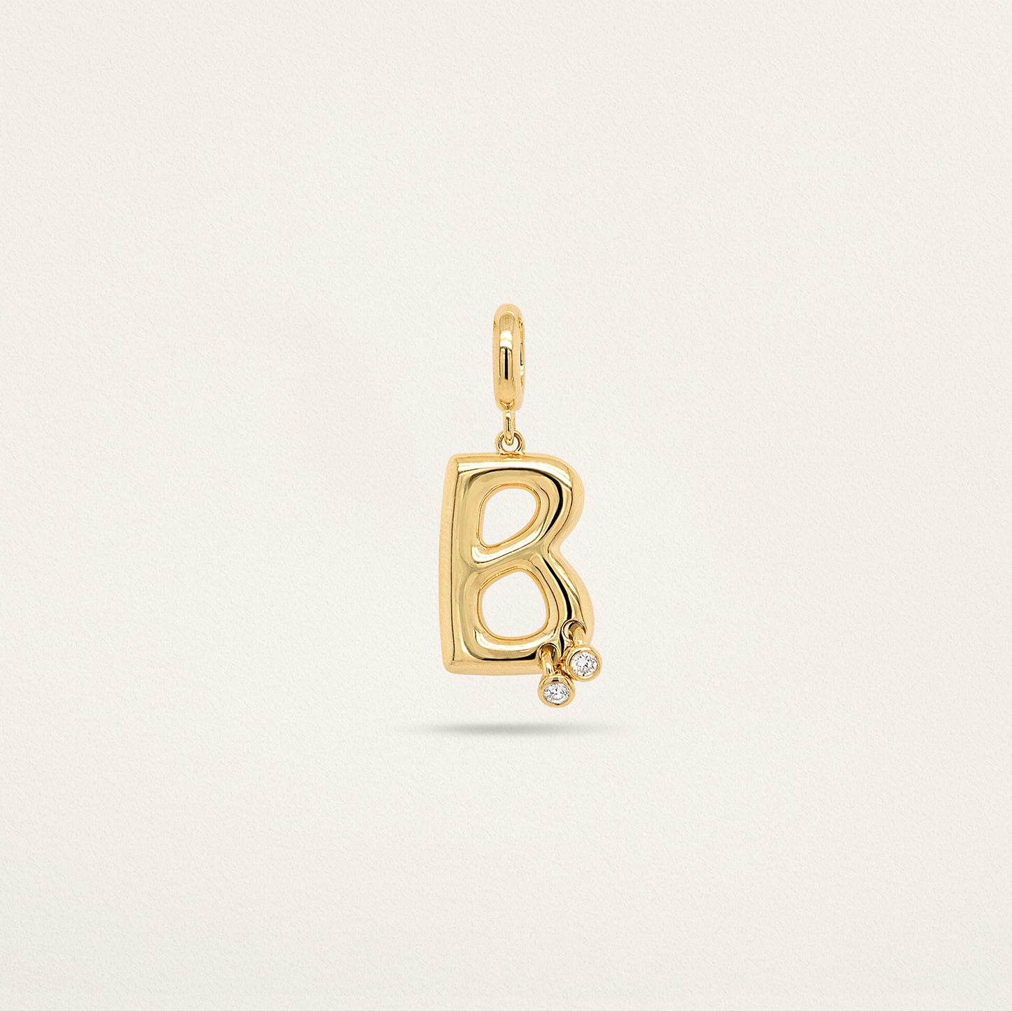 Letter Charm Double Pierced - Diamond
