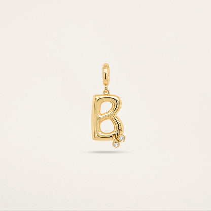 Letter Charm Double Pierced - Diamond