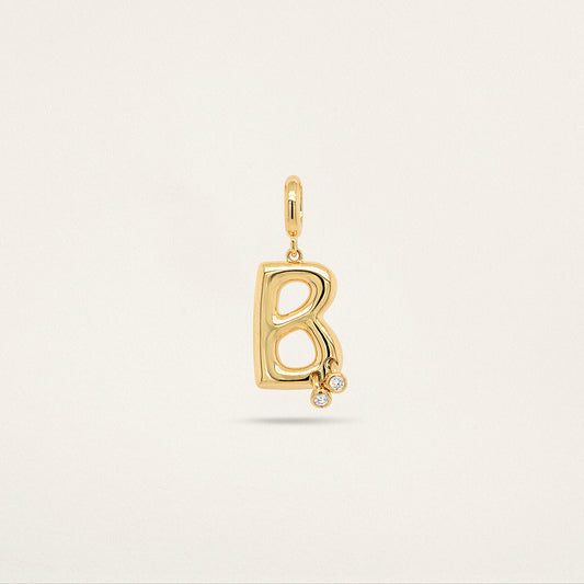 Letter Charm Double Pierced - Diamond