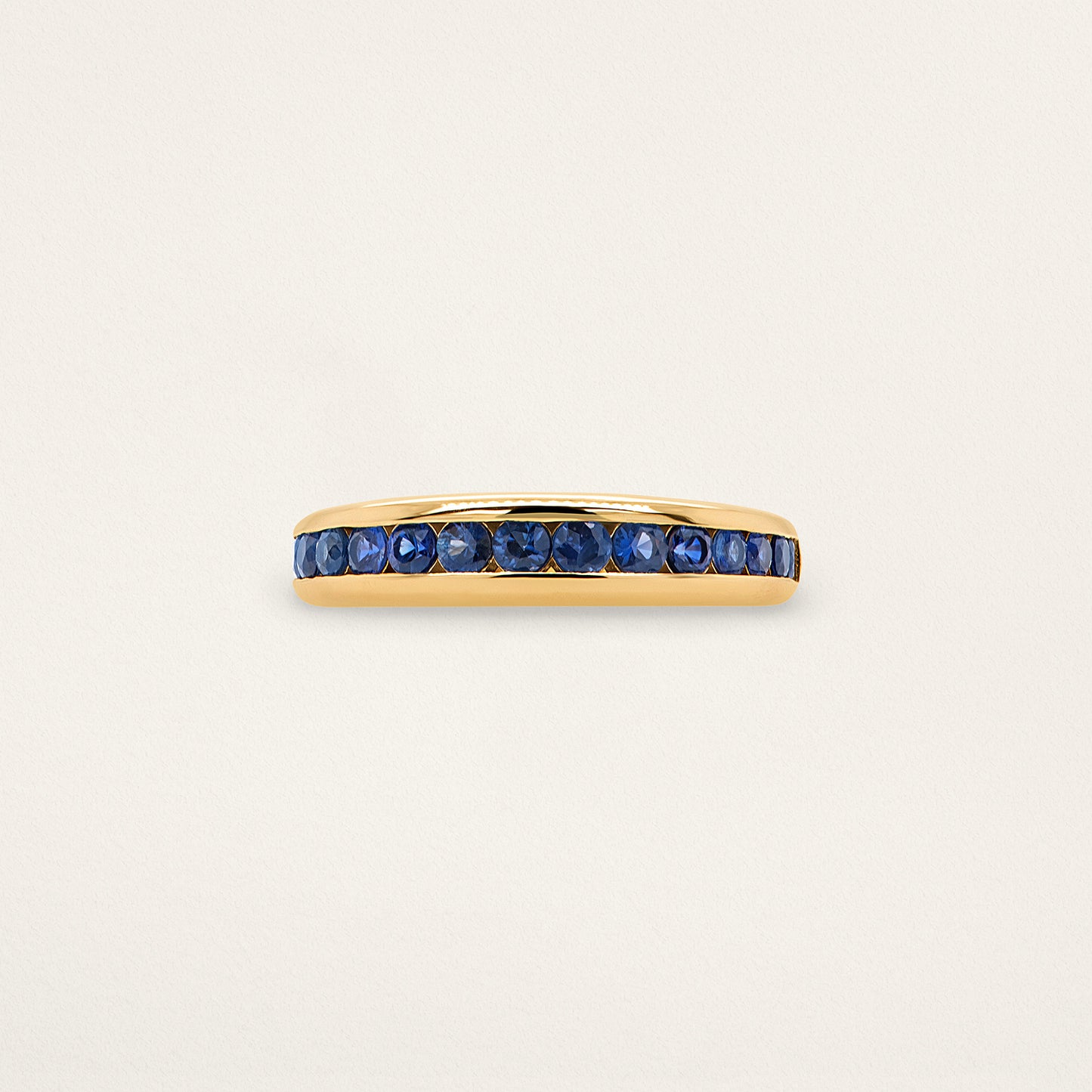 Round Channel Set Skinny Nomad Ring - Blue Sapphire