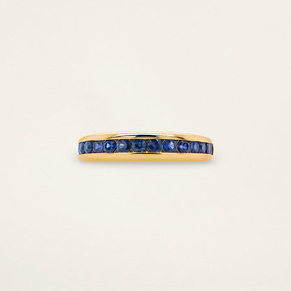 Round Channel Set Skinny Nomad Ring - Blue Sapphire