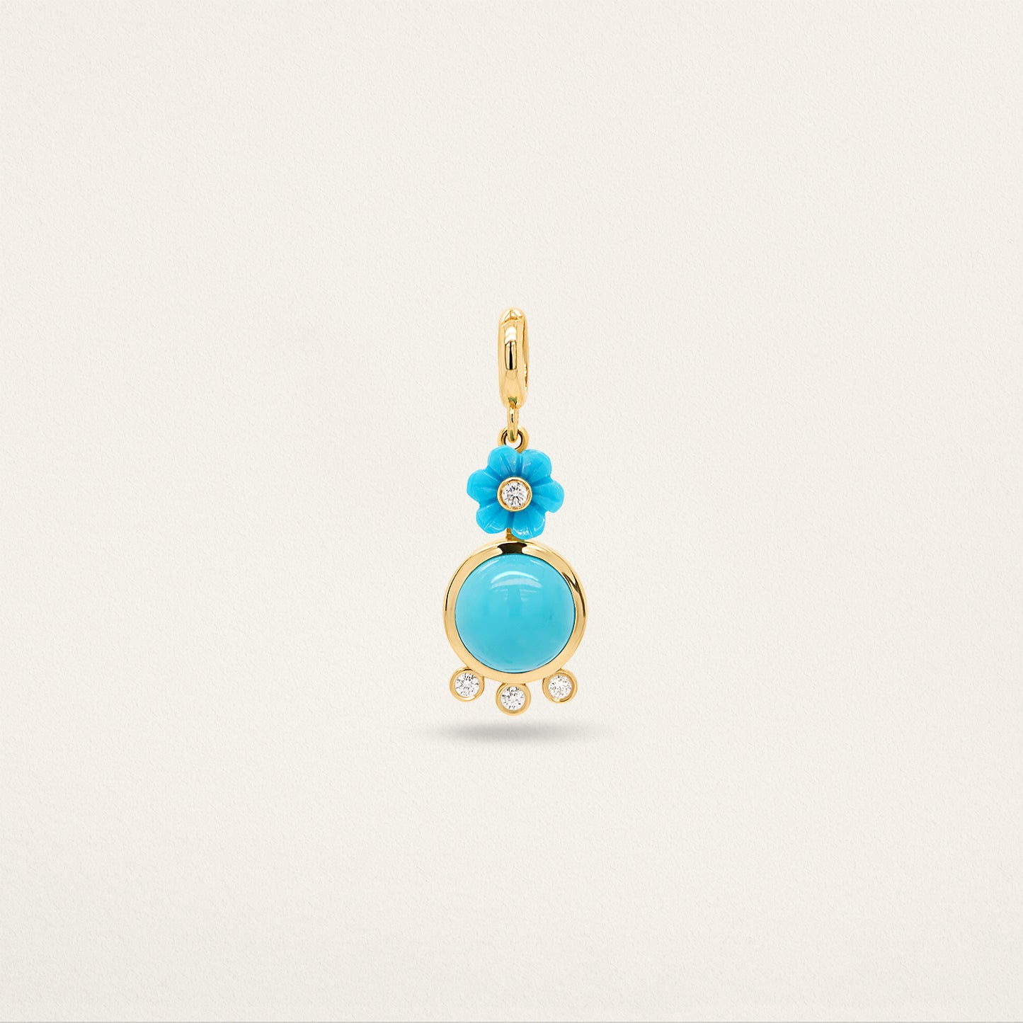 Flower Orb w/ Fringe Charm - Turquoise & Diamond