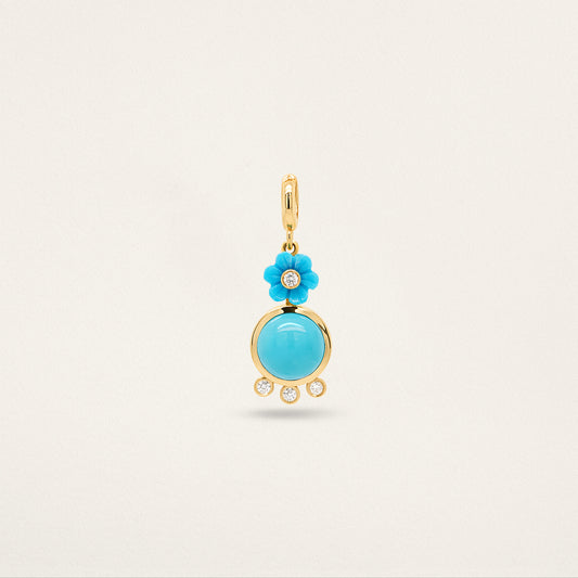 Flower Orb w/ Fringe Charm - Turquoise & Diamond