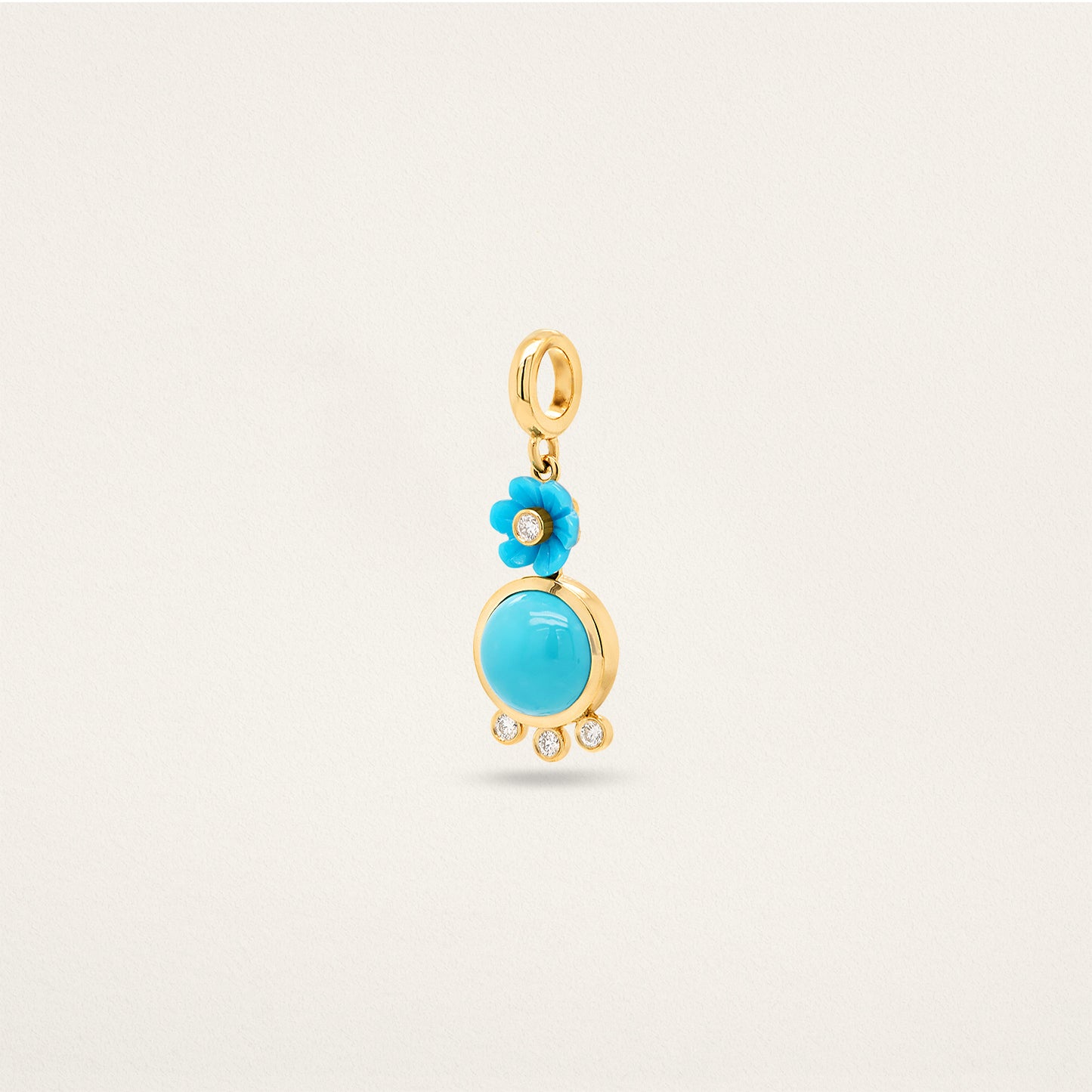 Flower Orb w/ Fringe Charm - Turquoise & Diamond