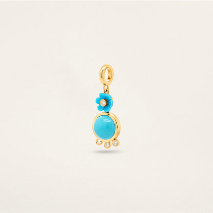 Flower Orb w/ Fringe Charm - Turquoise & Diamond