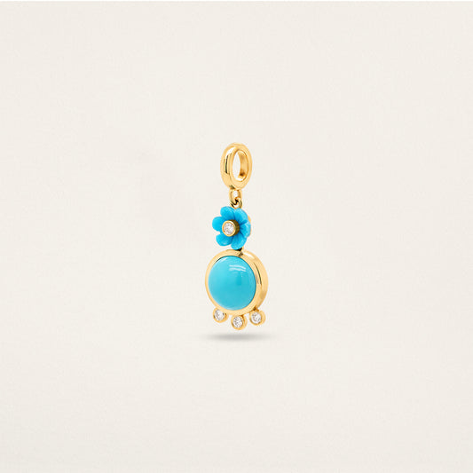 Flower Orb w/ Fringe Charm - Turquoise & Diamond