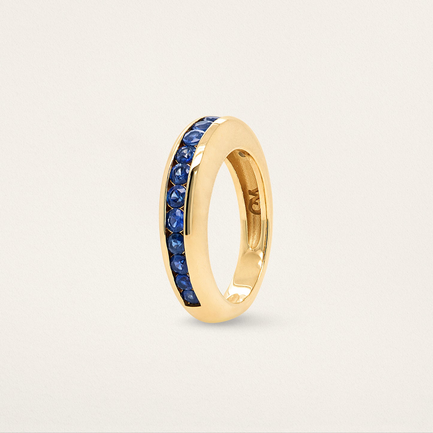 Round Channel Set Skinny Nomad Ring - Blue Sapphire