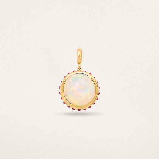 Round w/ Border Charm - Opal & Ruby
