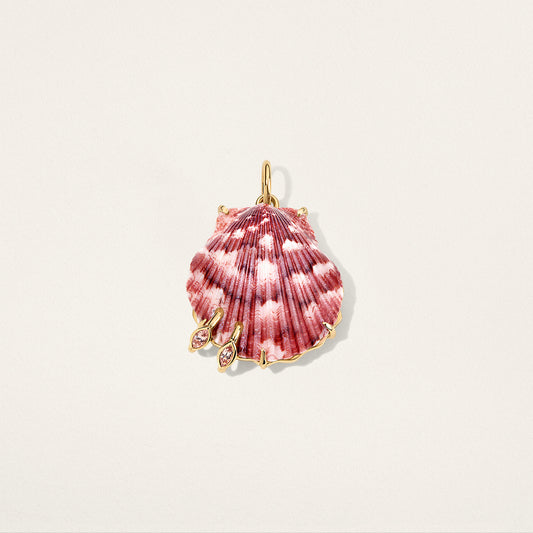 Double Pierced Shell Charm - Malaya Garnet
