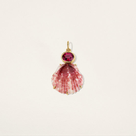 East/West Oval in Bezel Shell Charm - Garnet