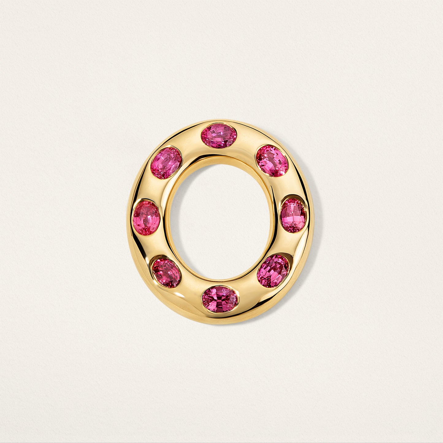 Medium Oval Disc Pendant - Ruby