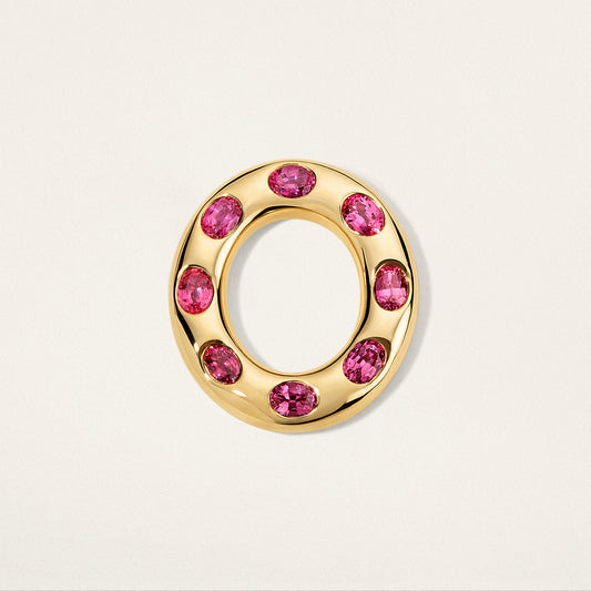 Medium Oval Disc Pendant - Ruby