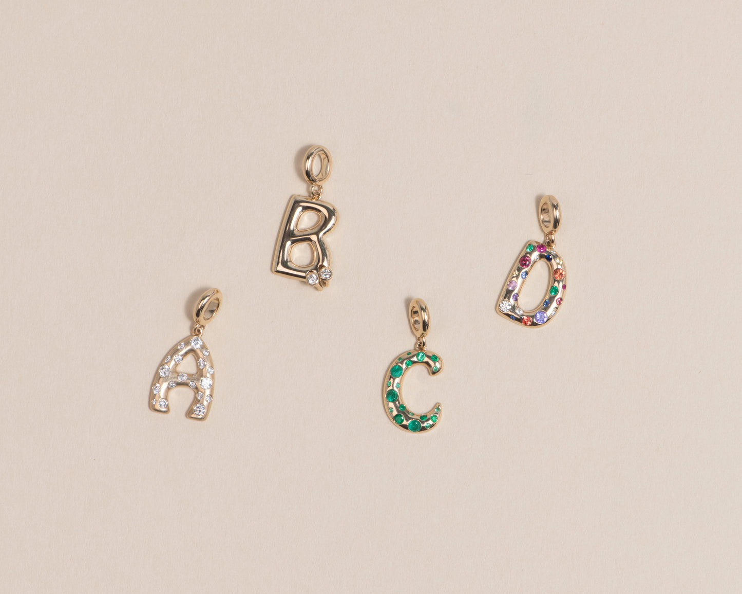 Letter Charm - Diamond w/ Matte Finish