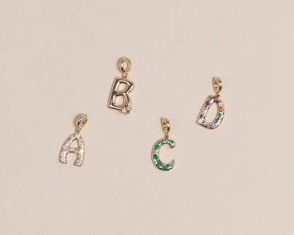 Letter Charm - Diamond w/ Matte Finish
