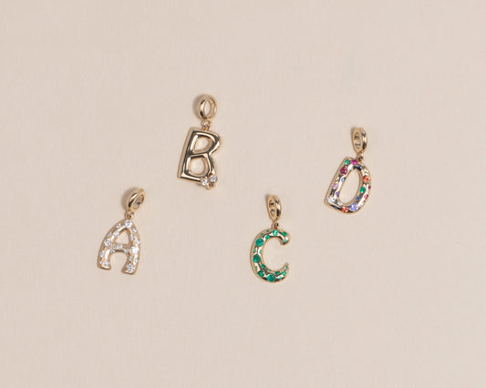 Letter Charm - Diamond w/ Matte Finish