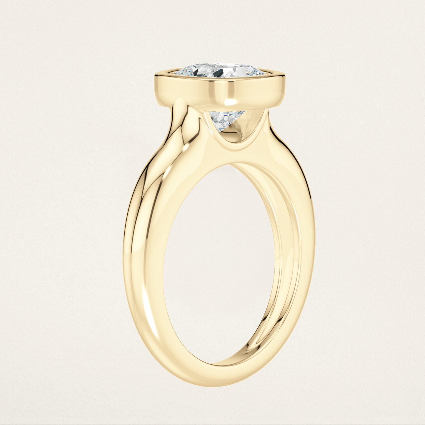 Bezel Set Solitaire Nouveau Romantic Stackable Ring - Cushion