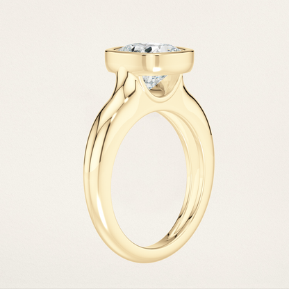 Bezel Set Solitaire Nouveau Romantic Stackable Ring - Cushion